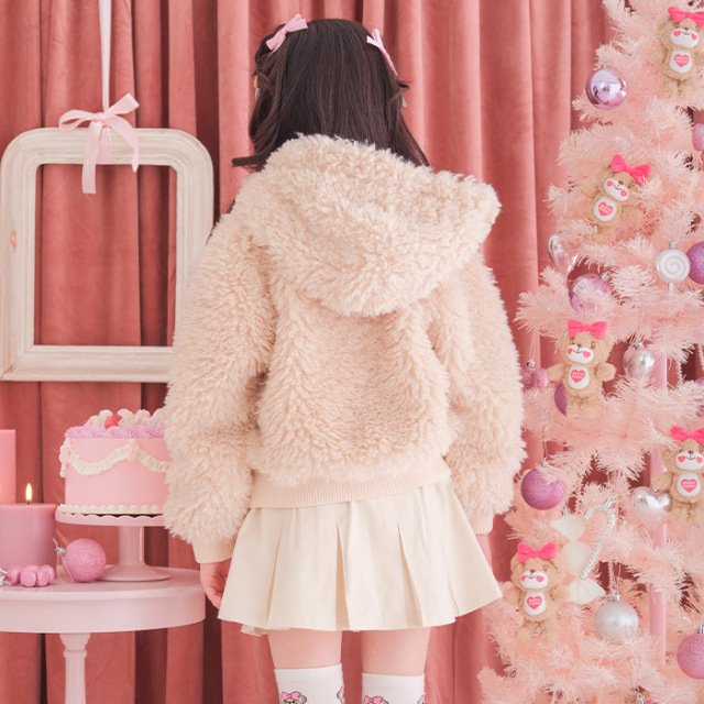 プードルファーショート丈ブルゾン