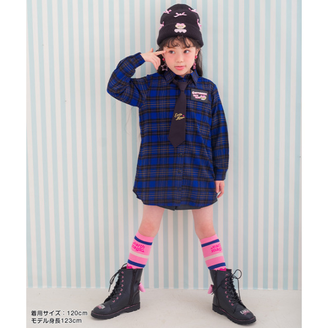 チェック柄ネルシャツ長袖ワンピース