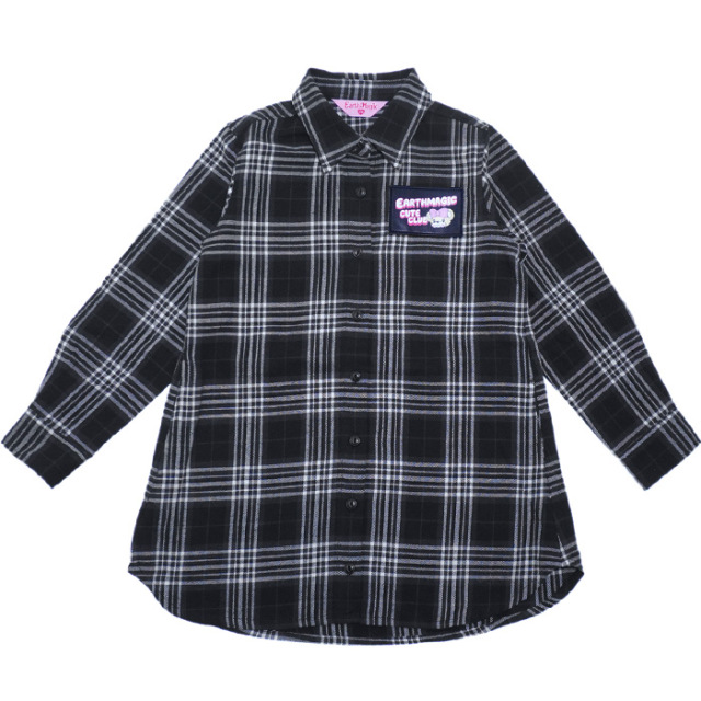 チェック柄ネルシャツ長袖ワンピース