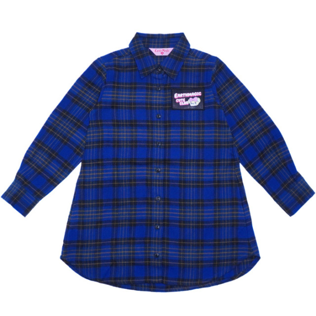 チェック柄ネルシャツ長袖ワンピース