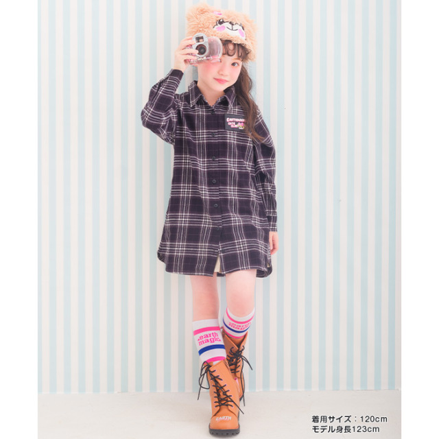 チェック柄ネルシャツワンピース