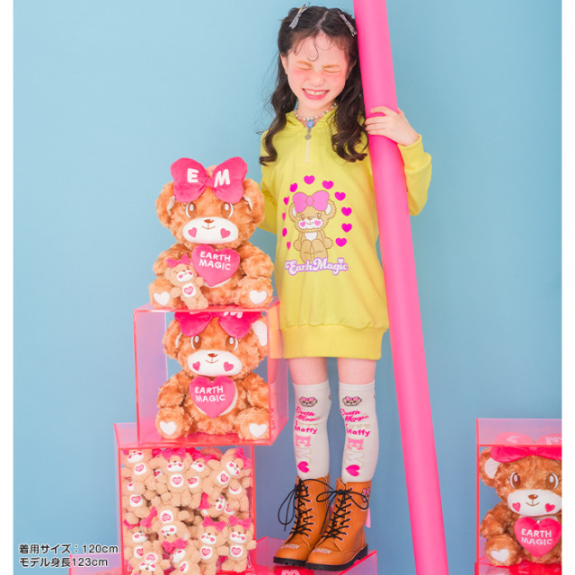 クマ耳フード付裏毛ミニワンピース