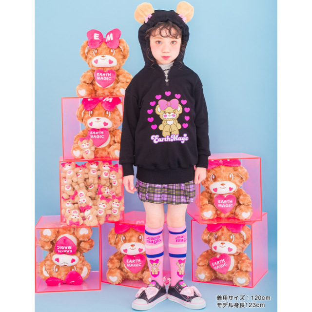 クマ耳フード付裏毛ミニワンピース