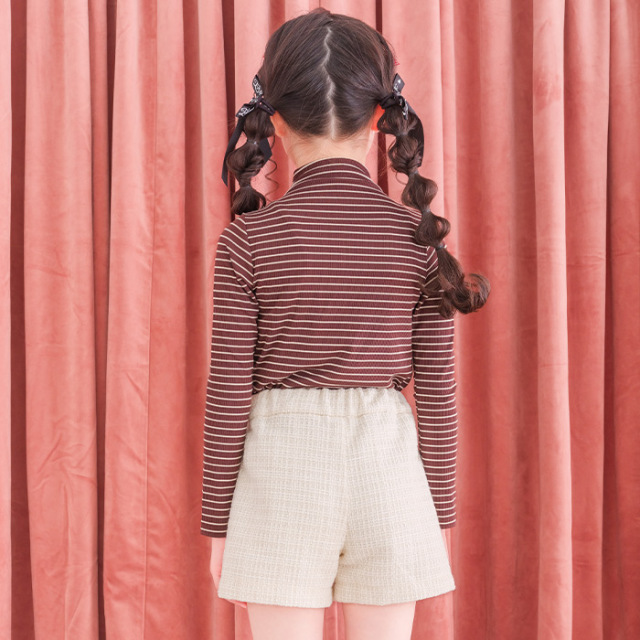 テレコボーダータートルネックTシャツ