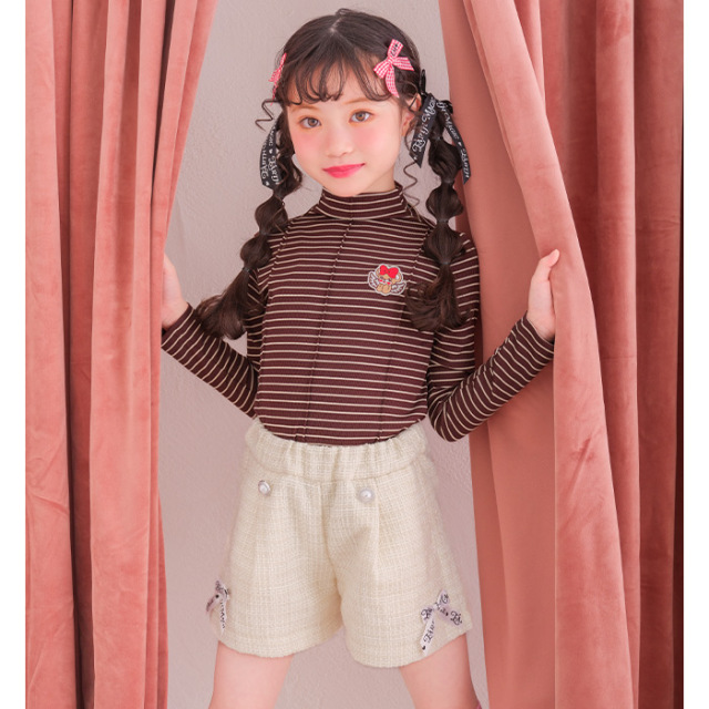 テレコボーダータートルネックTシャツ