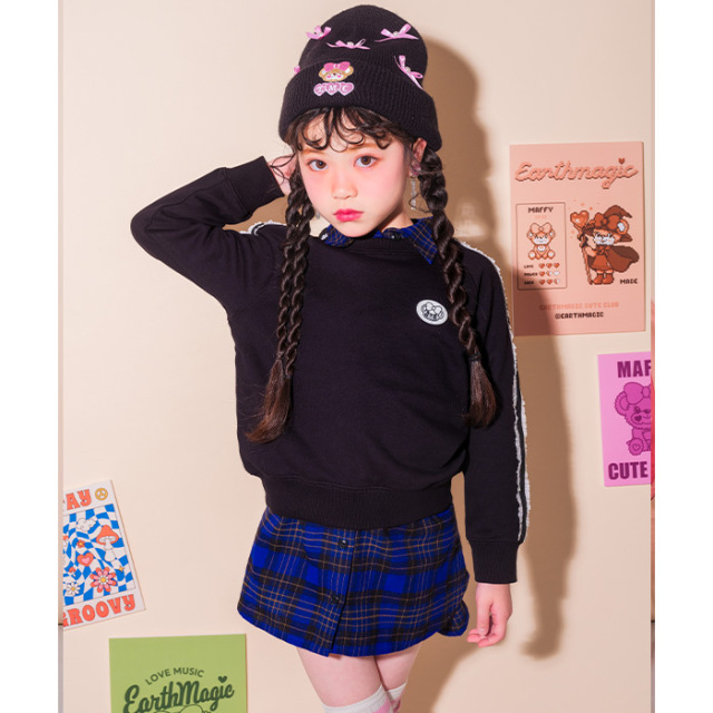 バイカラーフリル裏毛トレーナー