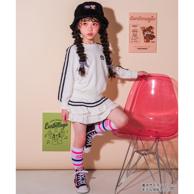 バイカラーフリル裏毛トレーナー