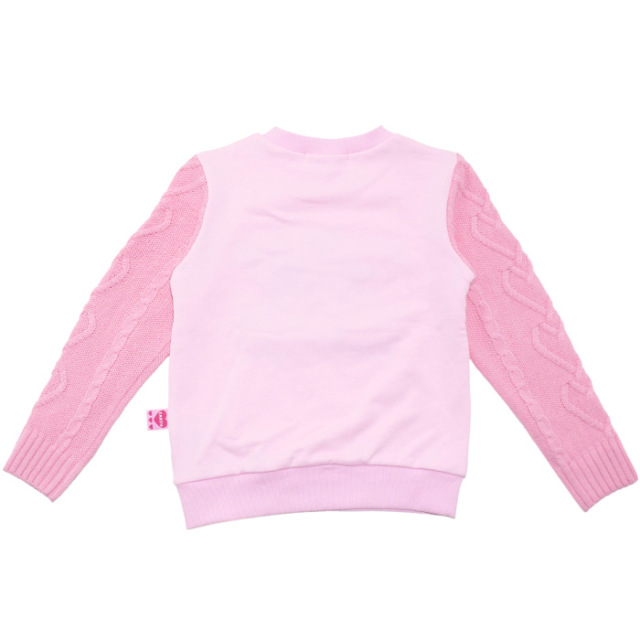 ニット袖アップリケ裏毛プルオーバー