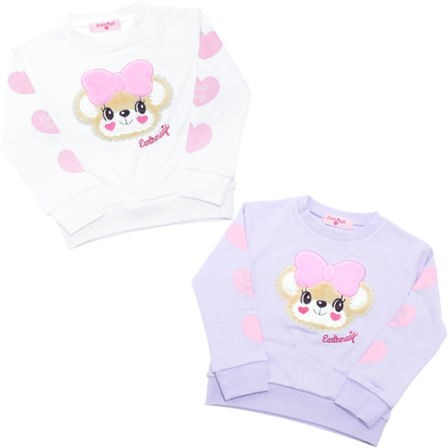 ハートプリント袖マフィーアップリケトレーナー