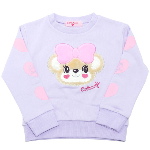 ハートプリント袖マフィーアップリケトレーナー