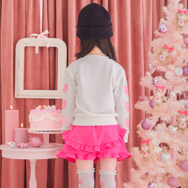 ハートプリント袖マフィーアップリケトレーナー