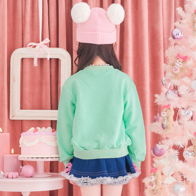 チュールリボン裏毛トレーナー