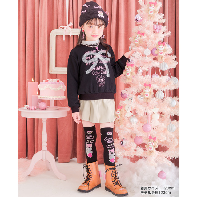 チュールリボン裏毛トレーナー