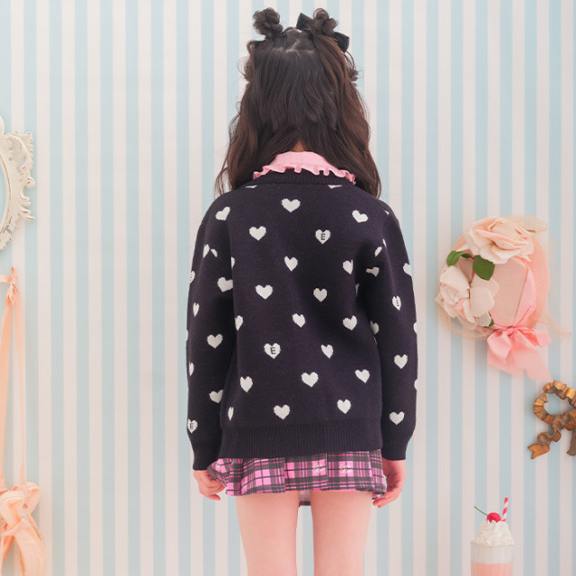 ハート総柄ジャガードニットカーディガン