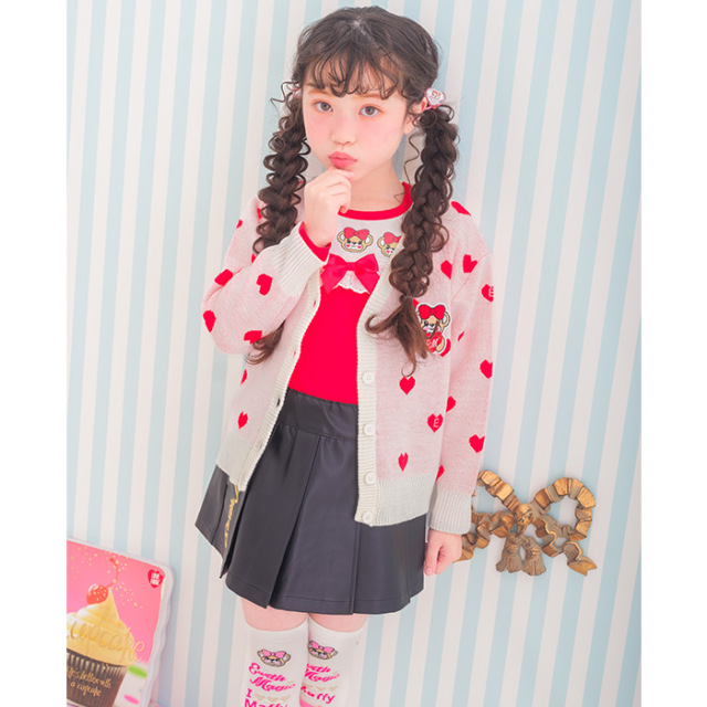 ハート総柄ジャガードニットカーディガン