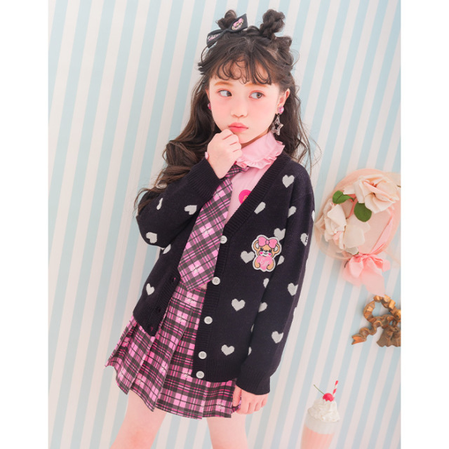 ハート総柄ジャガードニットカーディガン