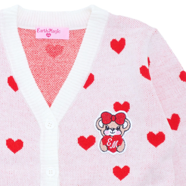 13.ハート柄＊さやたぐ ハート総柄ジャガードニットカーディガン