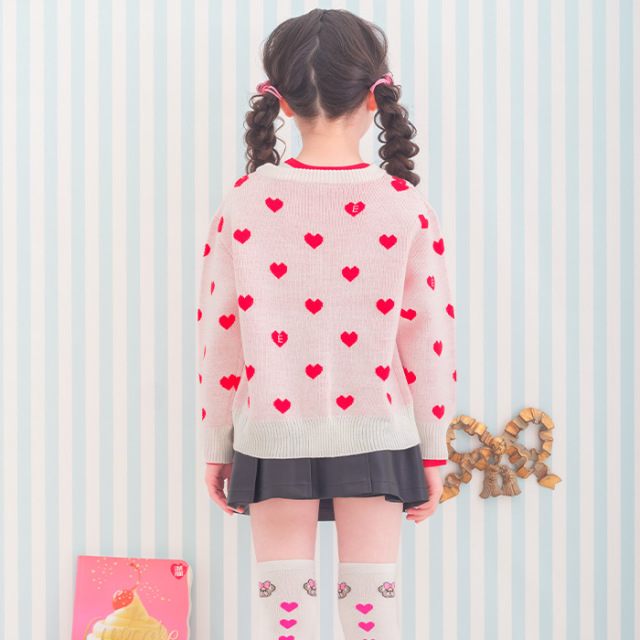 ハート総柄ジャガードニットカーディガン