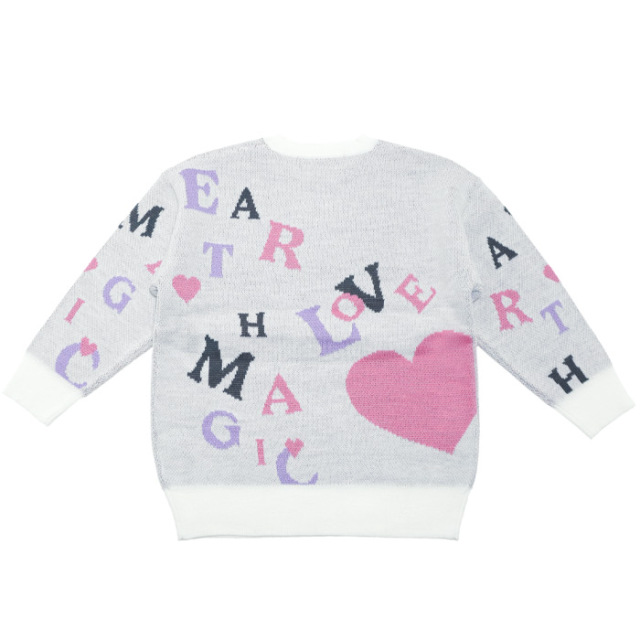 英字グラフィックニットプルオーバー