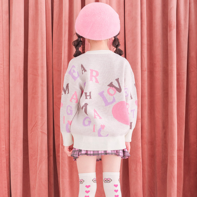 英字グラフィックニットプルオーバー