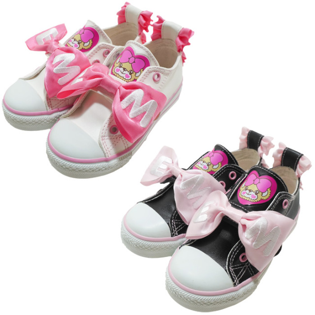 サテンリボン付合皮スニーカー