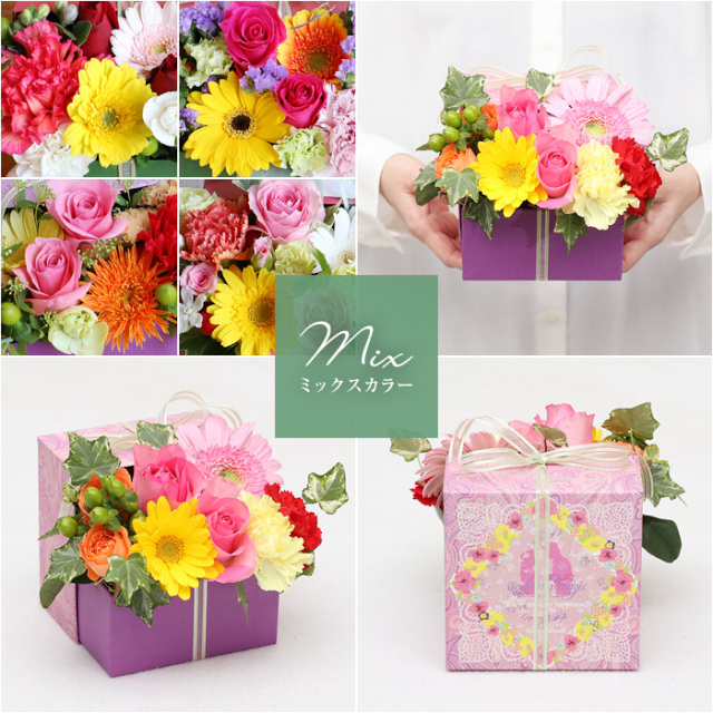 生花】飛び出すフラワーボックス3Dアレンジメント～ガーベラの花言葉は