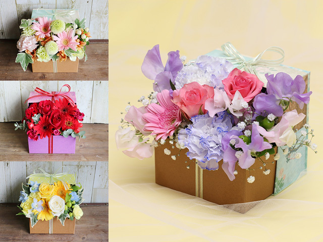 【生花】飛び出すフラワーボックス3Dアレンジメント～ガーベラの花言葉は「希望・常に前進・前向き」～【誕生日・結婚記念日・卒園入園祝い・卒業入学祝い・退任退職祝い・出産祝い・発表会・愛妻の日・バレンタイン・長寿祝いにおすすめ】【送料無料（※一部地域を除く）】