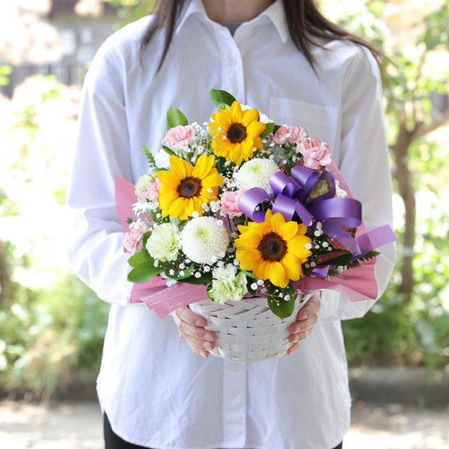 生花】季節限定ひまわりのお供えアレンジメント～法事・命日・父の日