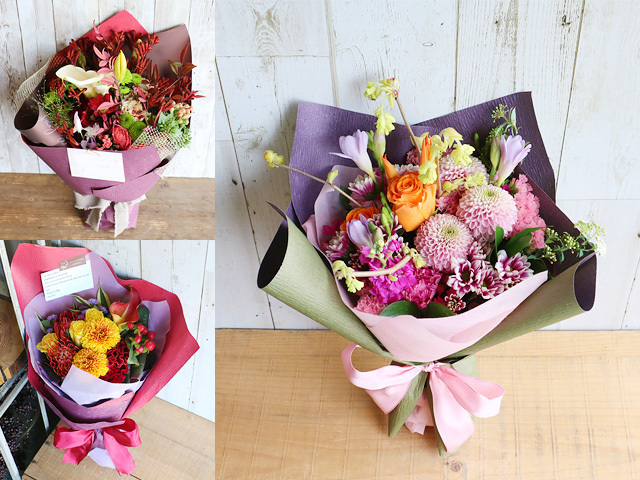 【生花】和風花束（ブーケ風・M）〜和花材を使った花束〜誕生日・結婚記念日・母の日・卒園入園祝い・卒業入学祝い・退任退職祝い・出産祝い・発表会・長寿祝いにおすすめ【送料一律880円（※一部地域を除く）】