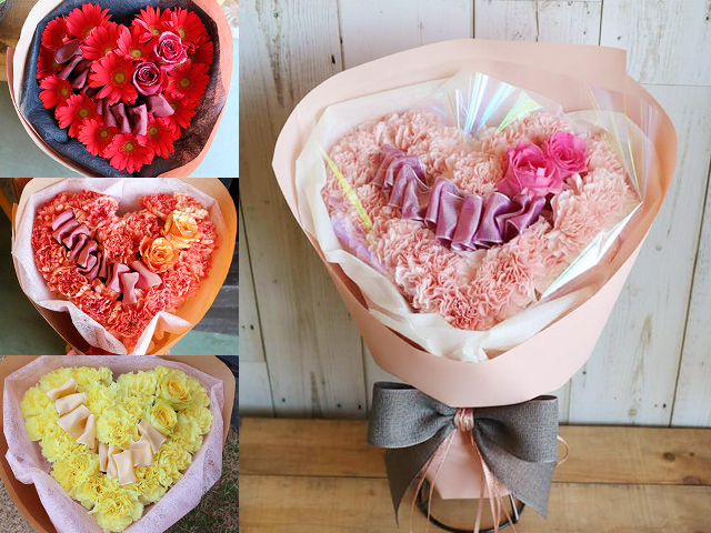 【生花】心花（ここか）ブーケ〜推しに捧ぐふわふわきゅんハートの花束〜 【プロポーズ・誕生日・結婚記念日・卒園入園祝い・卒業入学祝い・退任退職祝い・出産祝い・愛妻の日・バレンタイン・長寿祝いにおすすめ】【送料一律880円（※一部地域を除く）】