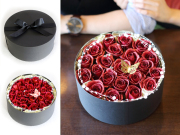 【生花】BOXアレンジメント～赤い煌薔薇～宝石箱のようなボックスアレンジ（L）【プロポーズ・誕生日・結婚記念日・母の日・卒園入園祝い・卒業入学祝い・退任退職祝い・出産祝い・長寿祝いにおすすめ】【送料無料（※一部地域を除く）】