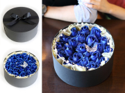【生花】BOXアレンジメント～青い煌薔薇～宝石箱のようなボックスアレンジ（L）【プロポーズ・誕生日・結婚記念日・母の日・卒園入園祝い・卒業入学祝い・退任退職祝い・出産祝い・長寿祝いにおすすめ】【送料無料（※一部地域を除く）】
