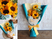 【生花】新発売！ひまわりとバラの花束【夏季限定】誕生日・結婚記念日・父の日・退任退職祝い・出産祝い・発表会・長寿祝いにおすすめ【送料一律880円（※一部地域を除く）】