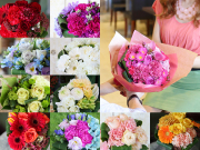 誕生石色のブーケ風花束