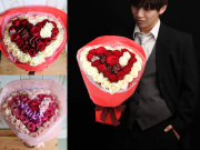 【生花】ダブルローズ～バラのハート型花束・花夢ハート／Come Heart～ 【プロポーズ・誕生日・結婚記念日・母の日・卒園入園祝い・卒業入学祝い・退任退職祝い・出産祝い・長寿祝いにおすすめ】【送料無料（※一部地域を除く）】