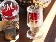 手提げ紙袋付き【プリザーブドフラワー】クリスタルシュガー～バラとハートティアラのガラスドーム【プロポーズ・誕生日・結婚記念日・母の日・卒園入園祝い・卒業入学祝い・退任退職祝い・出産祝い・長寿祝いにおすすめ】【送料無料（※一部地域を除く）】