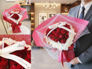 【生花】想いを、まっすぐに。dolce（ドルチェ）バラとカーネーションのアニバーサリー花束 【プロポーズ・誕生日・結婚記念日・母の日・卒園入園祝い・卒業入学祝い・退任退職祝い・出産祝い・長寿祝いにおすすめ】【送料無料（※一部地域を除く）】