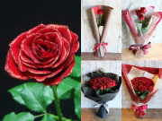 【生花】煌薔薇(きらめきばら)輝くバラの花束～レッド・ピンク～ （本数売り）【プロポーズ・誕生日・結婚記念日・母の日・卒園入園祝い・卒業入学祝い・退任退職祝い・出産祝い・長寿祝いにおすすめ】【送料一律1800円（※一部地域を除く）】