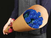 １１本の青い煌薔薇の花束～きらきら輝くバラの宝石（花言葉カード付き） 【プロポーズ・誕生日・結婚記念日・母の日・卒園入園祝い・卒業入学祝い・退任退職祝い・出産祝い・長寿祝いにおすすめ】【送料一律1800円（※一部地域を除く）】