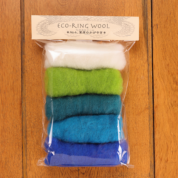 えこりんウール５色パック 草原のかがやき<えこりん村羊毛クラフト＞