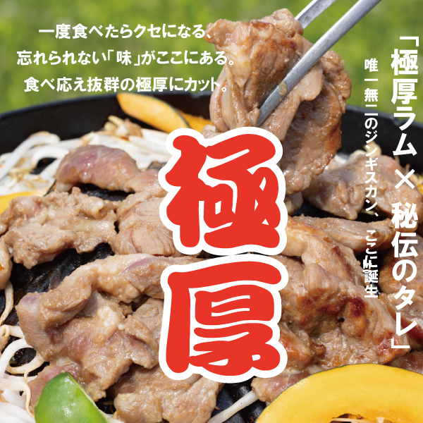 新発売！≪羊肉秘伝のタレシリーズ≫恵庭ジンギスカン　極厚ラム×秘伝のタレ（NZラム肩ロース使用）