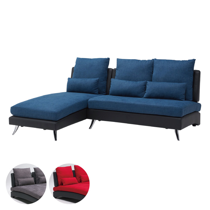 ソファ カウチソファ フロアソファ リビングソファ 三人掛け シンプル 3人掛け 3人 レッド ブルー グレー / グレー リビングソファー ツートーン ファブリック PVC おしゃれ 北欧 送料無料 通販 iiw-0083
