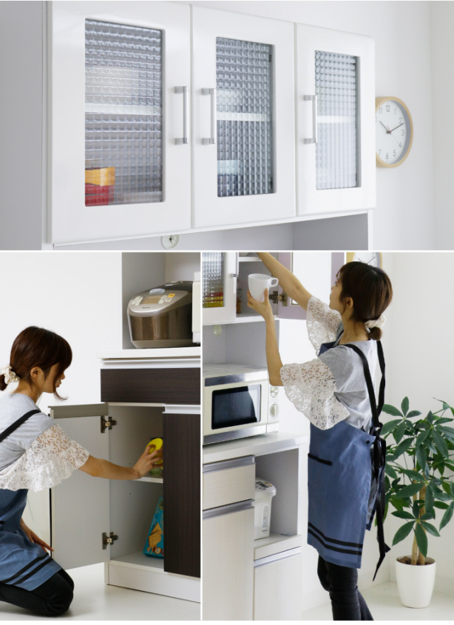 食器棚 完成品 レンジボード 90 大型レンジ対応 レンジ台 コンパクト