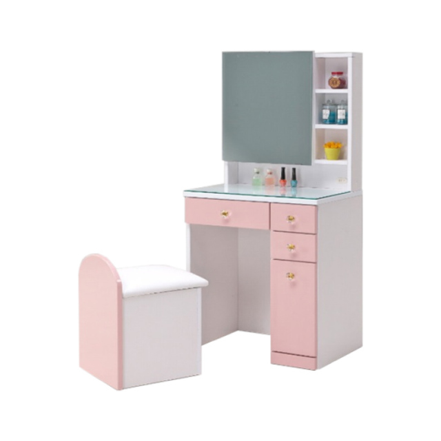 ドレッサー ミラー 収納 化粧台 コスメ台 幅60 シンプル おしゃれ かわいい 姫系 ピンク ホワイト 白 ガラストップ 鏡面 ミラー 一面ミラー 木製 コンセント付き 収納 引き出し リビング収納 可愛い 北欧 モダン 送料無料 Iiw 0060