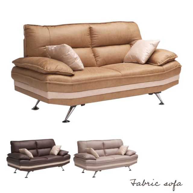 ソファ ソファー 2人掛け 二人掛け用 二人用 ファブリック 布張 レザー調 クッション付き リビング カジュアル / 人気 モダン おしゃれ オシャレ カフェ ライトグレー ダークブラウン 送料無料 通販 iiw-0090