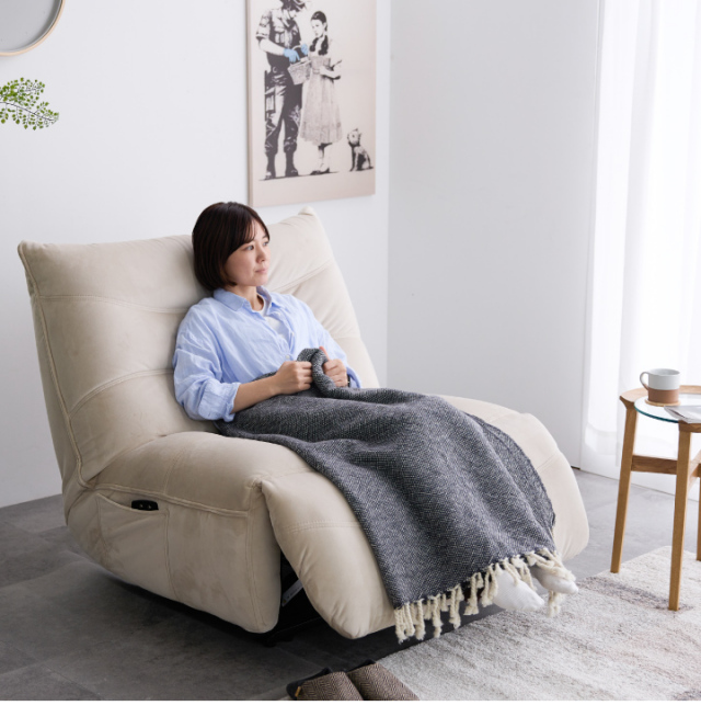 新品　ソファ　リクライニングソファ　1人掛け　電動ソファ　アイボリー 電動ソファ ソファ リクライニングソファー 幅108cm 1人掛け