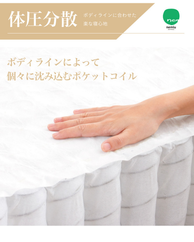 ポケットコイル マットレス クイーン コイル数 868個 厚み20cm 真空
