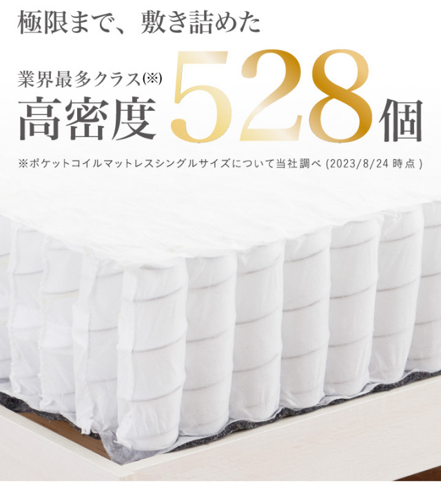 ポケットコイル マットレス シングル コイル数 528個 厚み20cm 真空