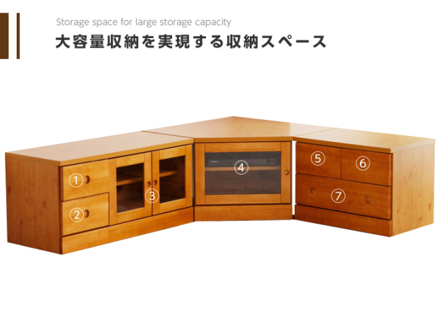 日本製 テレビ台 コーナー 完成品 3点 角置き 角 ローボード テレビ