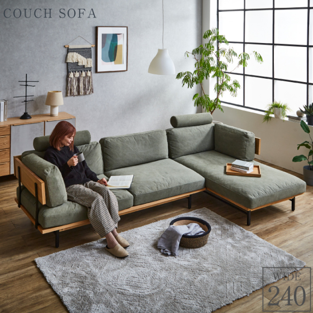 CC86美品アウトレット143cm幅北欧風コーナー型カウチソファBR PVC 無くなる 